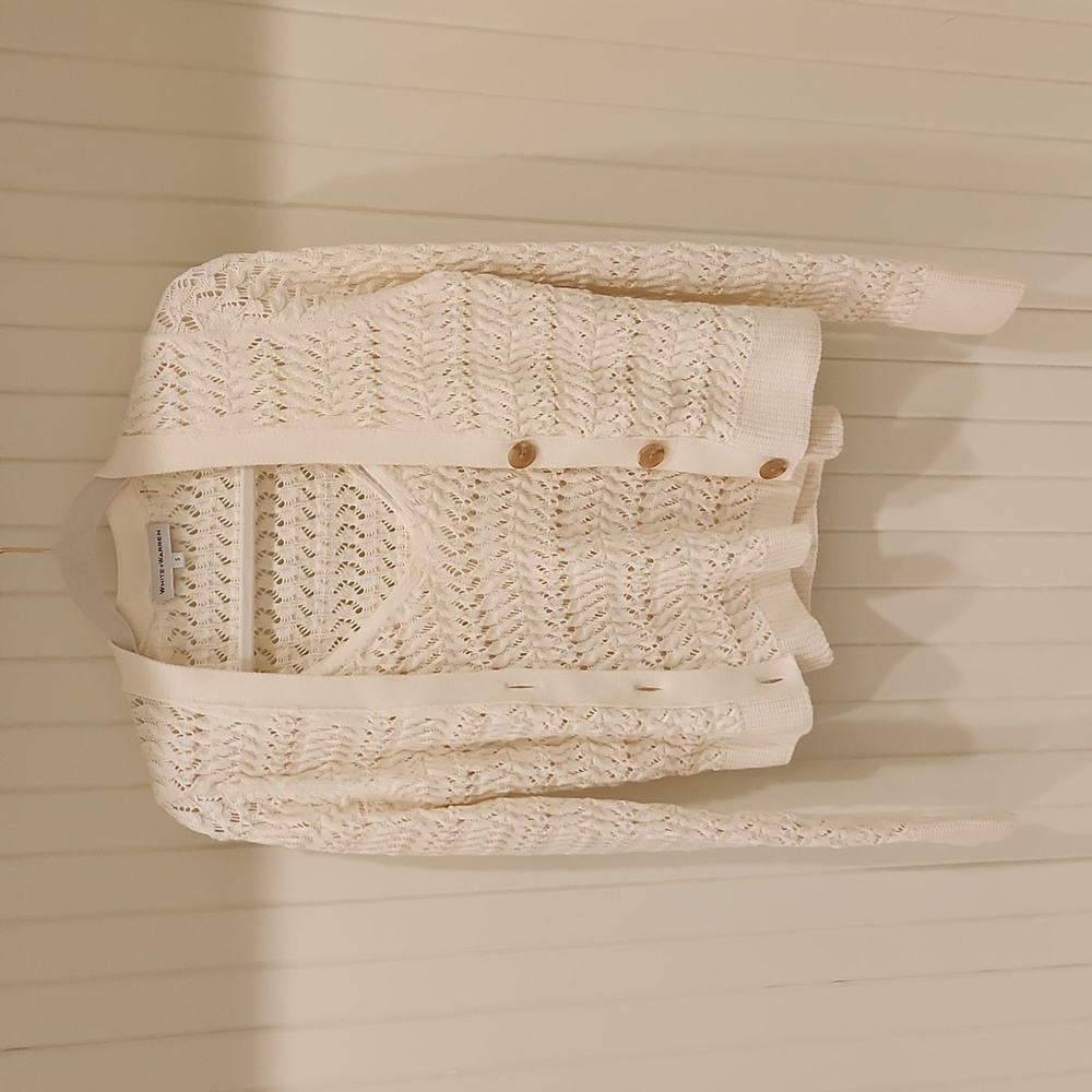 White+Warren Crochet Cardigan Set